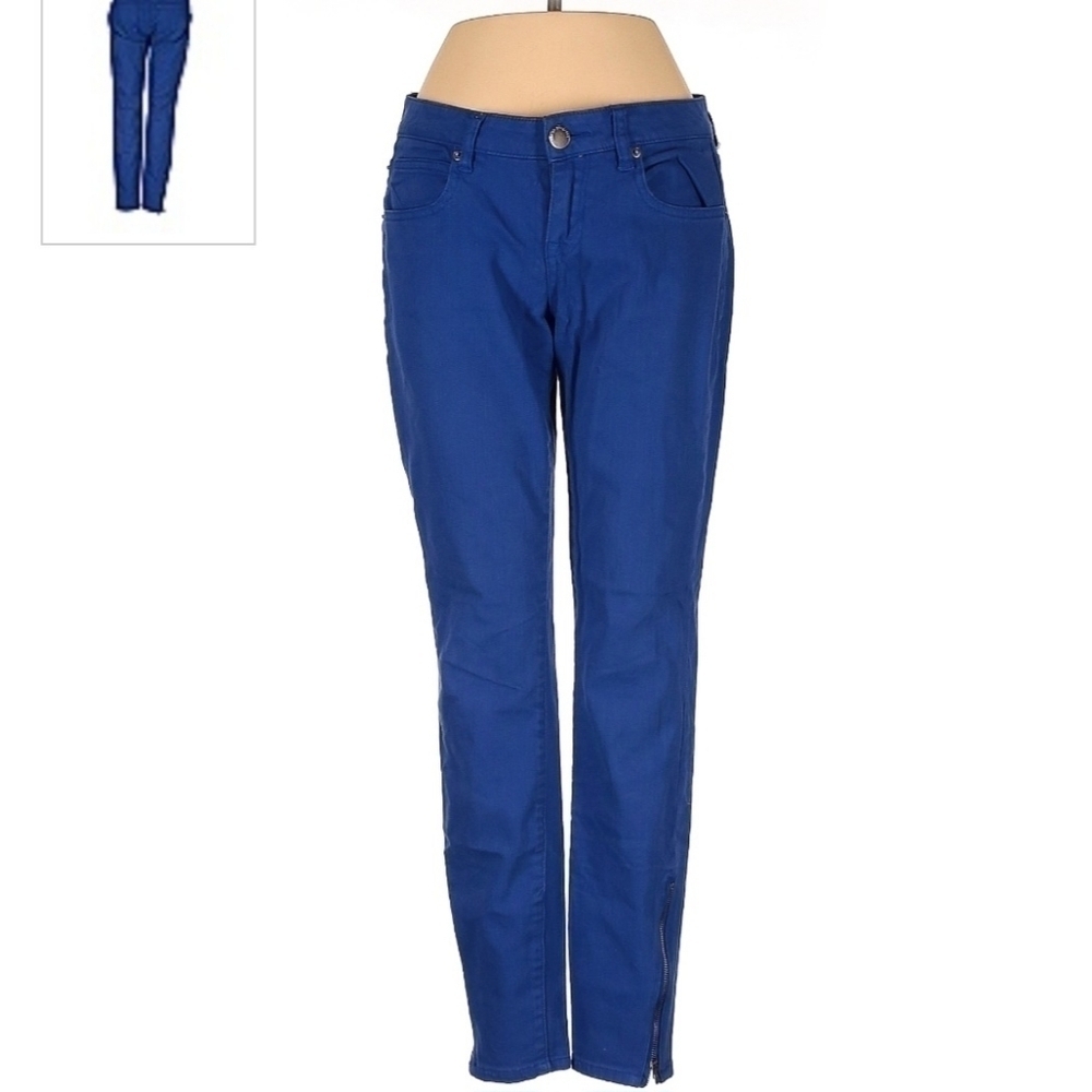 Life In Progress Royal Blue Colored Denim Zip Ankle Skinny Jeans Womens 25 EUC